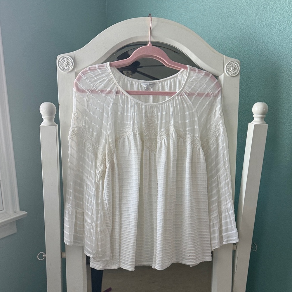Lucky Brand White Textured Blouse